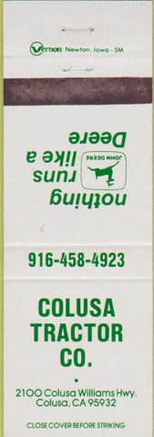 Matchbook Cover - Colusa Tractor John Deere CA
