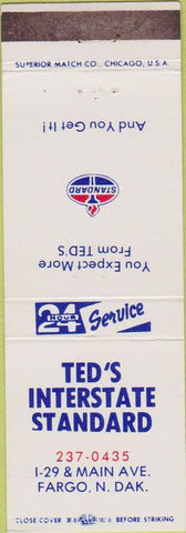 Matchbook Cover - Standard oil gas Fargo ND