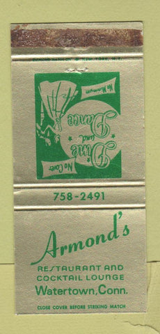 Matchbook Cover - Armond's Restaurant Watertown CT WORN 30 Strike