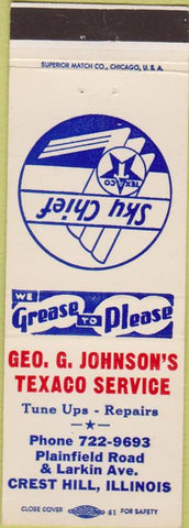 Matchbook Cover - Texaco Oil Gas Crest Hilll IL