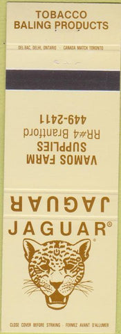 Matchbook Cover - Jaguar Tobacco farming Brantford Canada
