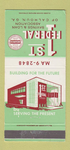 Matchbook Cover - 1st Federal Savings and Loan Calhoun GA 30 Strike