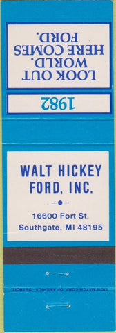 Matchbook Cover - 1982 Ford Walt Hickey Southgate MI WEAR