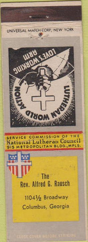 Matchbook Cover - Lutheran Church Columbus GA Alfred Rausch