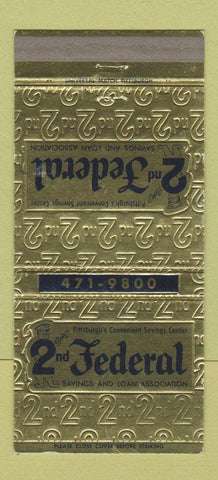 Matchbook Cover - 2nd Federal Savings and Loan Pittsburgh PA 30 Strike