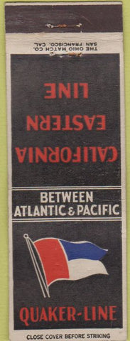 Matchbook Cover - Quaker Line Shipping California Eastern Line