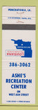 Matchbook Cover - Ashe's Recreation Center Ponchatoula LA