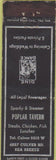 Matchbook Cover - Poplar Tavern Safety First NO TOWN