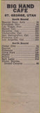 Matchbook Cover - Big Hand Cafe St George UT WORN