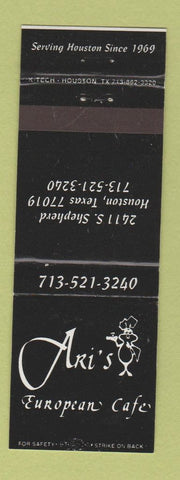 Matchbook Cover - Ari's European Cafe Houston TX WEAR