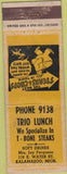 Matchbook Cover - Trio Lunch Kalamazoo MI WORN