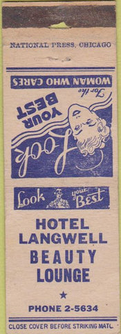 Matchbook Cover - Hotel Longwell Beauty Lounge girlie