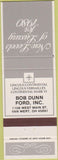 Matchbook Cover - Bob Dunn Ford Van Wert OH 1980