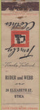 Matchbook Cover - Timely Clothes Mens Utica NY POOR federal