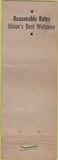 Matchbook Cover - Central Hotel Union MO local manumark luggage WORN