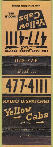 Matchbook Cover - Yellow Taxi Cabs Lincoln NE