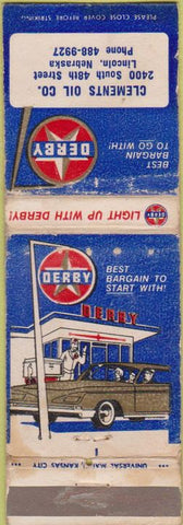 Matchbook Cover - Derby Oil Gas Lincoln NE WEAR