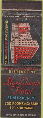 Matchbook Cover - Mark Twain Hotel Elmira NY