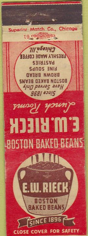 Matchbook Cover - EW Rieck Boston Baked Beans Chicago IL 30s