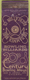Matchbook Cover - 20th Century Bowling Arrow Chicago IL