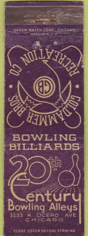 Matchbook Cover - 20th Century Bowling Arrow Chicago IL