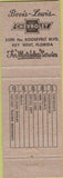 Matchbook Cover - Bevis Lewis Chevrolet Oldsmobiel Cadillac Key West FL