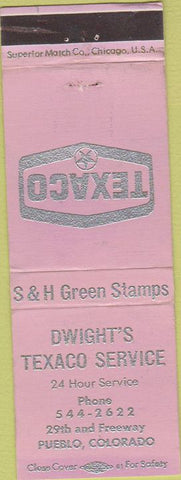 Matchbook Cover - Dwight's Texaco Service oil gas Pueblo CO