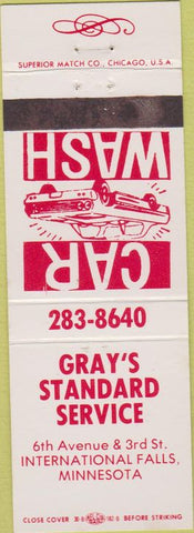 Matchbook Cover - Gray's Standard oil gas International Falls MN