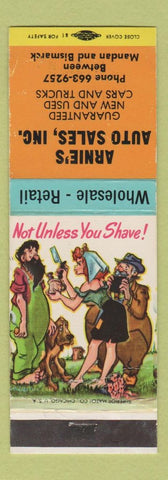 Matchbook Cover - Arnie's Auto Sales Mandan Bismarck ND hillbilly