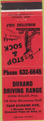 Matchbook Cover - Durand Driving Range NO TOWN