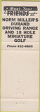 Matchbook Cover - Durand Driving Range NO TOWN