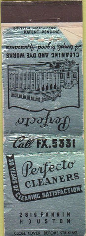 Matchbook Cover - Perfecto Cleaners Houston TX POOR