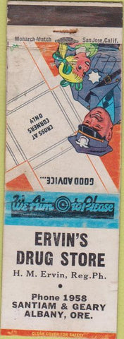 Matchbook Cover - Ervin's Drug Store Albany OR WEAR