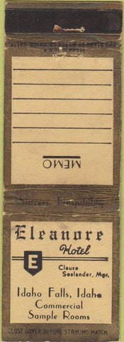 Matchbook Cover - Eleanore Hotel Idaho Falls ID WEAR