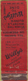 Matchbook Cover - Willy's Restaurant New York City 20s? POOR STRIKER