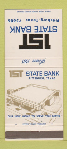 Matchbook Cover - 1st State Bank Pittsburg TX 30 Strike