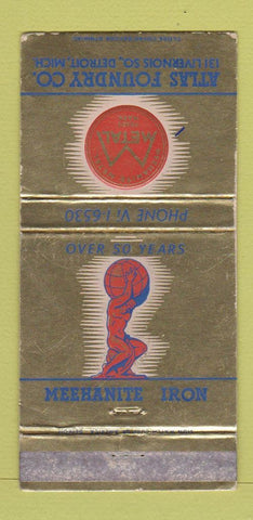 Matchbook Cover - Atlas Foundry Detroit MI WORN 30 Strike