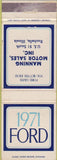 Matchbook Cover - 1971 Ford Marnning Motors Rochelle IL