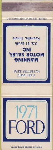 Matchbook Cover - 1971 Ford Marnning Motors Rochelle IL