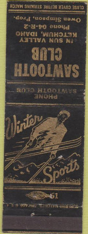 Matchbook Cover - Sawtooth Club Ketchum ID skiing wear