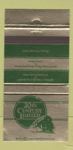 Matchbook Cover - 20th Century Limited Restaurant Train Costa Mesa CA 30 Strike