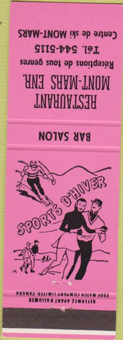 Matchbook Cover - Restaurant Mont Mars skiing girlie Canada