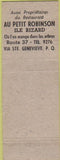 Matchbook Cover - Cafe La Boheme Canada Ste Genevieve PQ