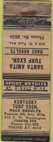 Matchbook Cover - Santa Anita Turf Exchange Horse Racing POOR