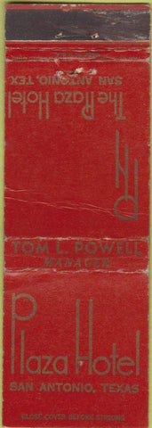 Matchbook Cover - Plaza Hotel San Antonio TX WORN