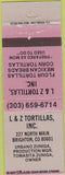 Matchbook Cover - L and Z Tortillas Brighton CO WORN