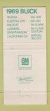 Matchbook Cover - 1969 Buick Wildcat Pontiac Cadillac Sunbury PA 30 Strike