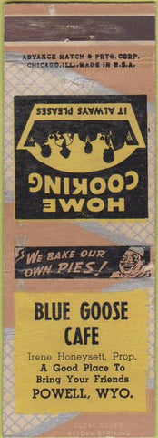 Matchbook Cover - Blue Goose Cafe Powell WY Advance