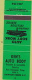 Matchbook Cover - Ken's Auto Body Dawson Creek BC Canada