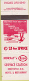 Matchbook Cover - Murray's Esso oil gas Meductic NB Canada